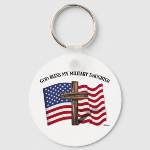 GOD BLESS MY MILITAIRE DAUGHTER robuust door de VS Sleutelhanger