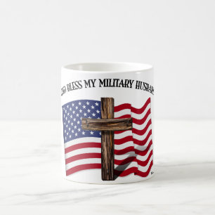 GOD BLESS MY MILITAIRE HUSBAND robuust door de VS Koffiemok