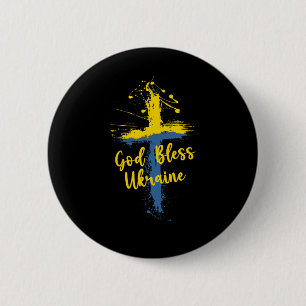 God Bless Oekraïne Kruis Christelijke Steun Bid Vo Ronde Button 5,7 Cm