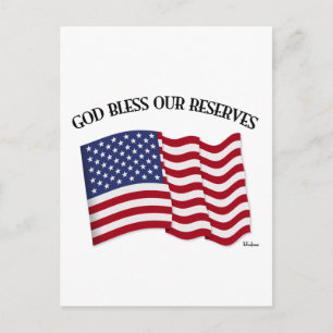 GOD BLESS ONZE RESERVES MET US-vlag Briefkaart