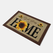 God Bless Our Home, Cute Sunflowers Deurmat (Schuin)