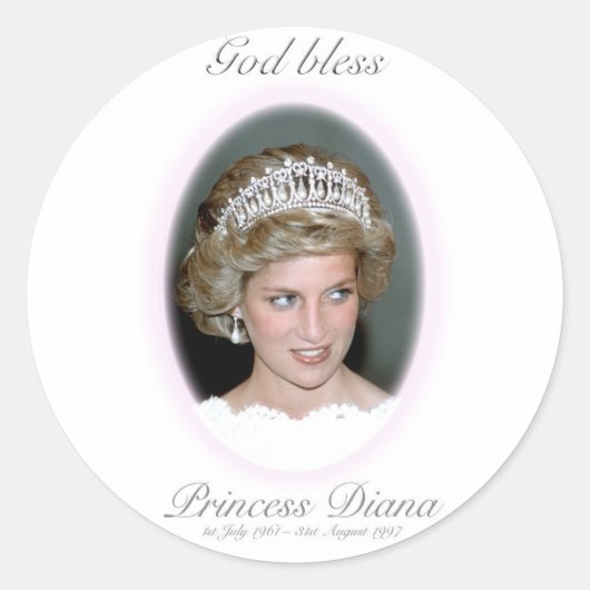 God Bless Princess Diana Ronde Sticker (Voorkant)