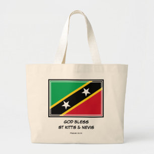 GOD BLESS ST KITTS EN NEVIS Flag Patriotic Grote Tote Bag