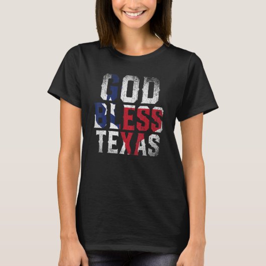 God Bless Texas Flag Patriotic Proud Texan Us Stat T-shirt (Voorkant)