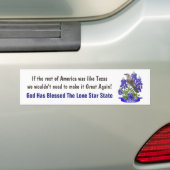 God Bless Texas Mockingbird & Bluebonnet Bumpersticker (Op auto)