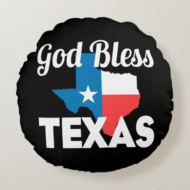 God Bless Texas Rond Kussen (Voorkant)