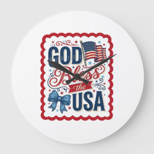God Bless The USA Vintage Patriottische Shirt Ontw Grote Klok