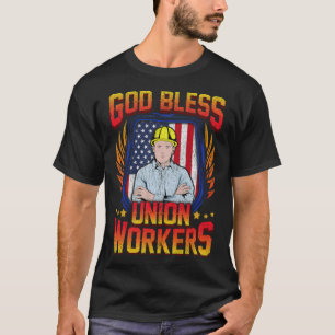 God Bless Union Workers Handyman Ironworker pirrat T-shirt