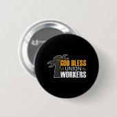God Bless Union Workers Labour Day Button (Voorkant /achterkant)