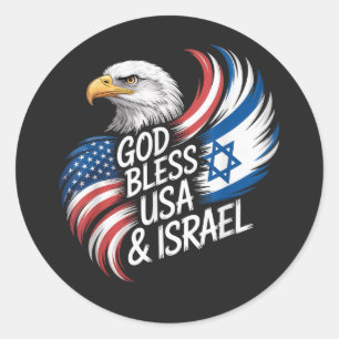God Bless USA Israël Ronde Sticker