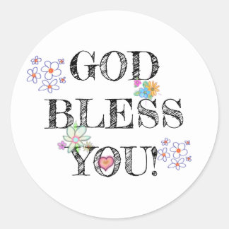 God Bless You Bloemrijke Klassieke Ronde Sticker
