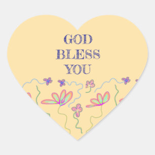 God Bless You Christelijke Groet Bloemstuk Hart Sticker