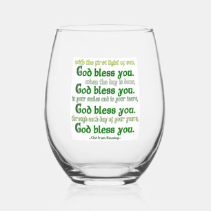 God Bless You Ierse Zegen Wijnglas Zonder Voet