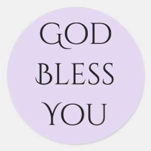 God Bless You Lavendel en Zwart  Ronde Sticker