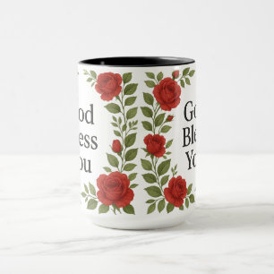 God Bless You Religieuze Roos Bloemen Mok