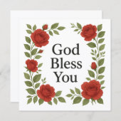 God Bless You Religious Rose Floral Cards (Voorkant / Achterkant)