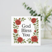 God Bless You Religious Rose Floral Cards (Staand voorkant)
