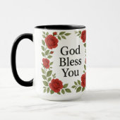 God Bless You Religious Rose Floral Mok (Links)