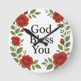 God Bless You Religious Rose Floral Ronde Klok