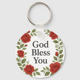 God Bless You Religious Rose Floral Sleutelhanger