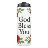 God Bless You Religious Rose Floral Thermosbeker (Voorkant)