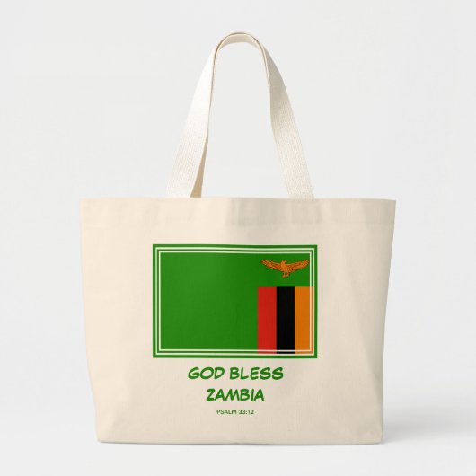 GOD BLESS ZAMBIA Patriotic Zambian Flag Grote Tote Bag (Voorkant)