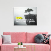 God Can Make Impossible Possible -Cliffside Tree Canvas Afdruk (Insitu (Woonkamer))
