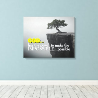 God Can Make Impossible Possible -Cliffside Tree Canvas Afdruk