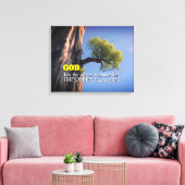 God Can Make Impossible Possible -Cliffside Tree Canvas Afdruk (Insitu (Woonkamer))