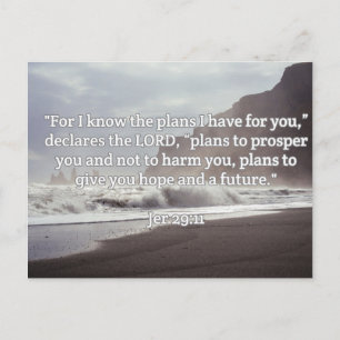 God citeert: Jer 29:11— "Gods plan voor jou" Briefkaart