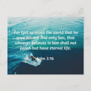 God citeert : John 3:16 — "Voor God van de wereld  Briefkaart
