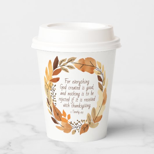 God Creëer het goede | Thanksgiving krans | Neutra Papieren Bekers (Voorkant)