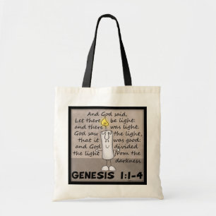 God Creëer licht-genesis-kandelaar karakter Tote Bag