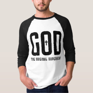 God de oorspronkelijke superheld Bijbelse kruis 3/ T-shirt