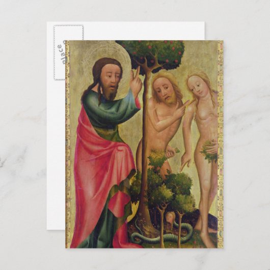 God de Vader straffen Adam en Eva Briefkaart (Voorkant / Achterkant)