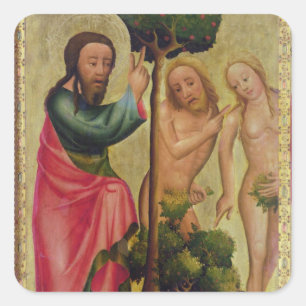 God de Vader straffen Adam en Eva Vierkante Sticker
