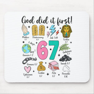 God deed het eerst 67 Six Seven Meme Jezus Christu Muismat