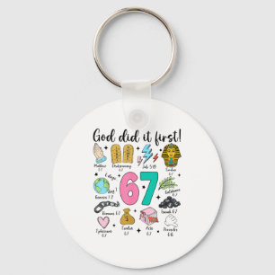 God deed het eerst 67 Zes Zeven Meme Jezus Christu Sleutelhanger