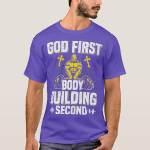 God eerste bodybuilding tweede gewichtheffen t-shirt