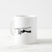 God en de machinehanden koffiemok (Voorkant links)