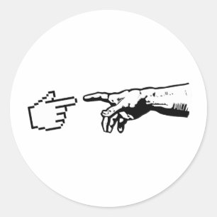 God en de machinehanden ronde sticker