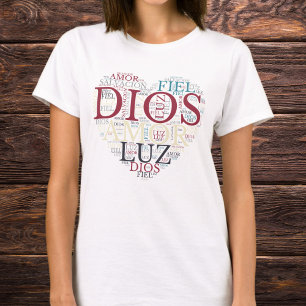 God En Geloof Hart Vrouwelijke Christelijke Spaans T-shirt