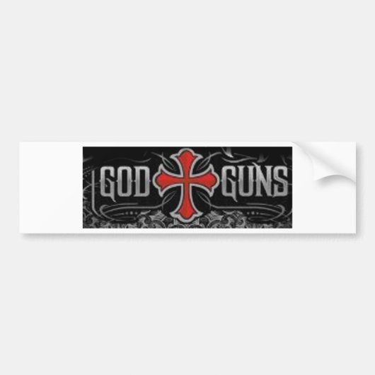 God en Pistolen Bumpersticker (Voorkant)