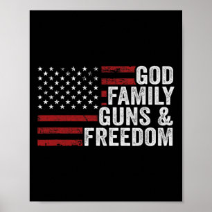 God Familie Geweren En Vrijheid - Pro Wapen Christ Poster