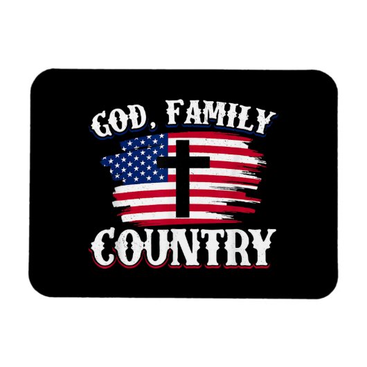 God Familie Land Amerikaanse Vlag Kruis Christelij Magneet (Horizontaal)