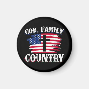 God Familie Land Amerikaanse Vlag Kruis Christelij Magneet