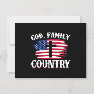 God Familie Land Amerikaanse Vlag Kruis Christelij RSVP Kaartje