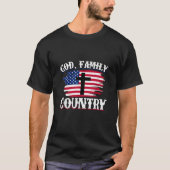 God Familie Land Amerikaanse Vlag Kruis Christelij T-shirt (Voorkant)