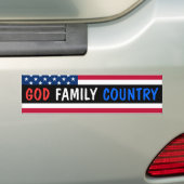 God, familie, land. bumpersticker (Op auto)