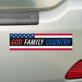 God, familie, land. bumpersticker (Op auto)